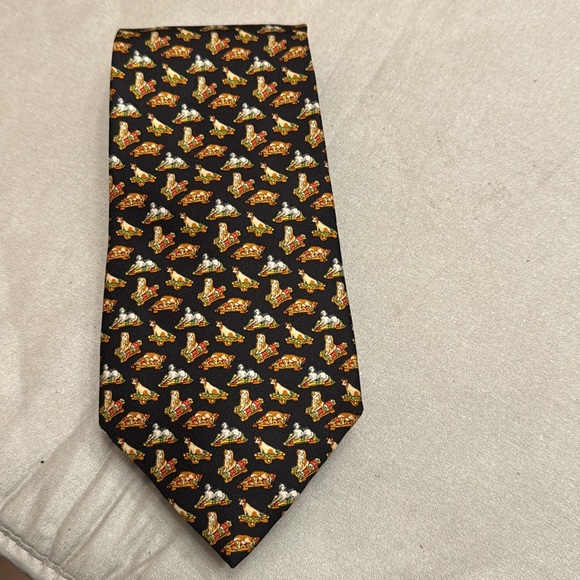 Salvatore Ferragamo DOG PATTERN Silk Tie. EUC - Picture 3 of 7